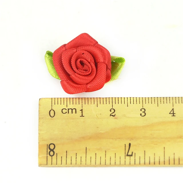 Mini Rose Flower Satin Ribbon, Mini Rose Silk Flower Head