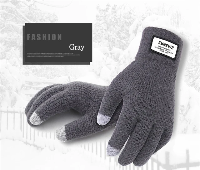 Winter Autumn Men Knitted Gloves Touch Screen High Quality Male Thicken Warm Wool Cashmere Solid Gloves Men Mitten Business -