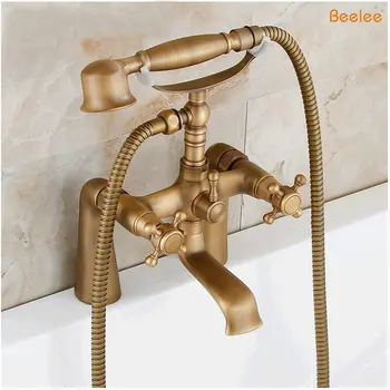 

Antique bath shower faucet wall mounted bronze brass bathroom rain shower set classic shower water mixer Antique shower set