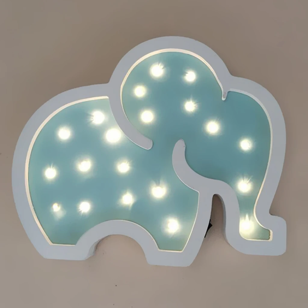 Cute 3D Elephant Sign Decor Light LED Night Light Table Lamp Wall Lamp Decor for Kids Room Living Room Wedding Party Decor