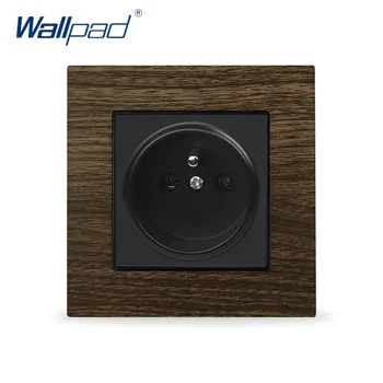 

EU French 2 Pin Wallpad Aluminium Satin Metal Panel Wood French Wall Power Socket 110V-240V AC Electrical Outlets For Home