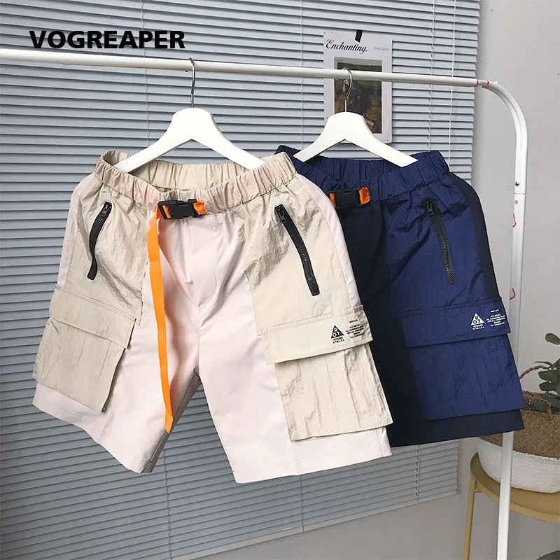 Мужские летние мешковатые хаки карго шорты Уличная Хип Хоп мужские повседневные свободные пот шорты водонепроницаемый рюкзак дизайнерские шорты
