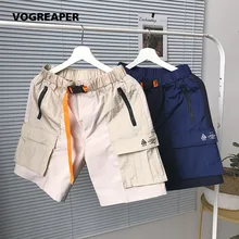 Мужские летние мешковатые хаки карго шорты Уличная Хип Хоп мужские повседневные свободные пот шорты водонепроницаемый рюкзак дизайнерские шорты