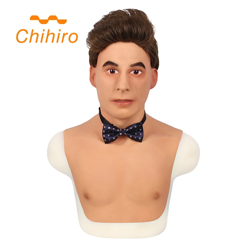 Silicone Realistic Male Mask Full Head Masquerade European Middle-aged Handsome Man Hans Props Cosplay Breast Forms 2019 |