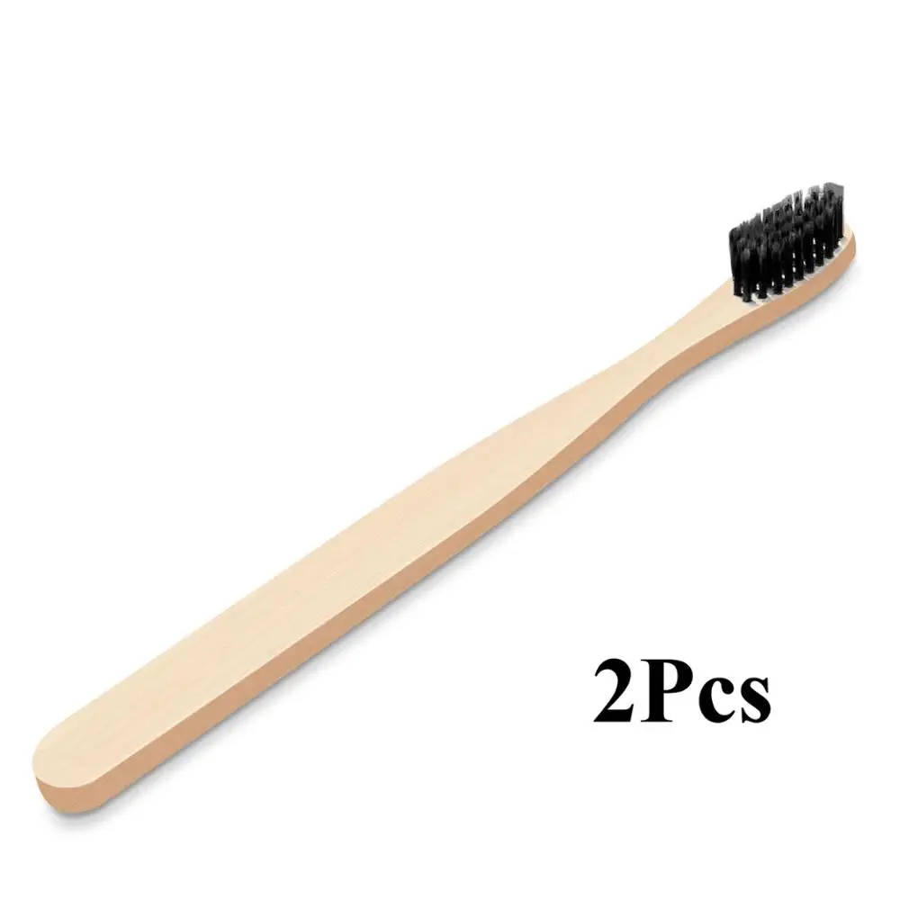 Fulljion бамбуковая зубная щетка, натуральная Экологичная зубная щетка, отбеливание зубов, портативная Мягкая зубная щетка для личного здоровья - Цвет: 2Pcs Black
