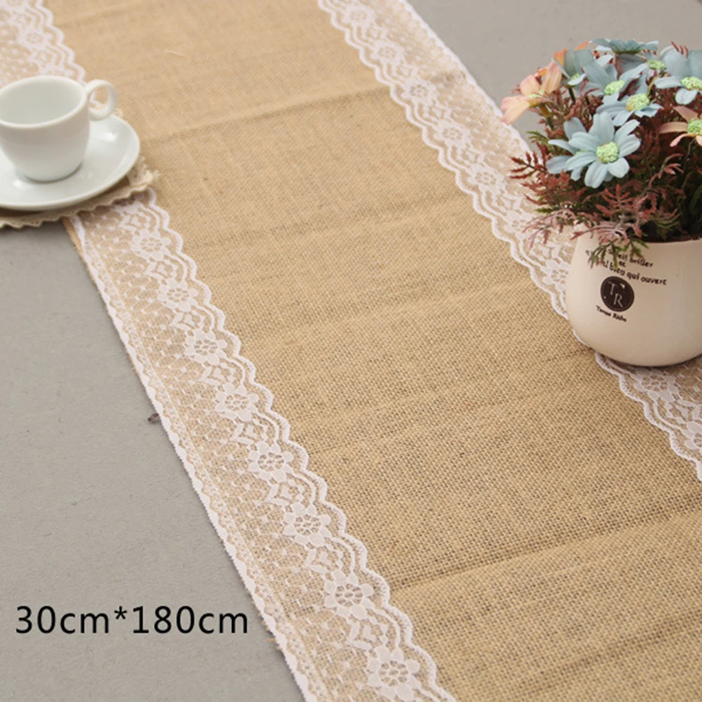 

European-Style Table Cloth Lace Burlap Table Runner for Party Wendding Christmas 30*180cm