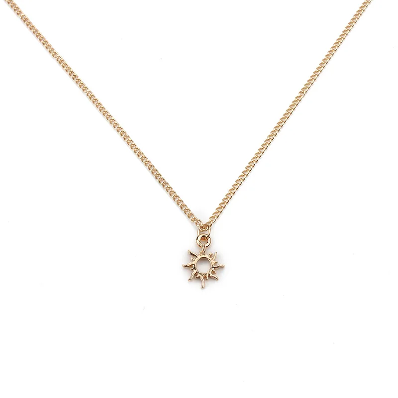 

Trendy Design Gold Silver Sun Pendant Metal Short Chain Choker Necklace Jewelry For Women Girl As Gift Forever Summer EY468