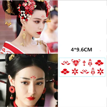 

1pcs New Waterproof Temporary Tattoo Stickers Red Fake Tattoo for Han Chinese Costume Body Drawing Tatouage