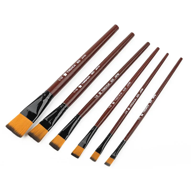 6Pcs High Quality Artist Nylon Hair Wooden Handle Watercolor Acrylic Oil Paint Brush Set For Drawing Painting Art Supplies | Канцтовары