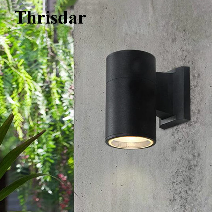 Thrisdar 6 Вт 12 Вт Открытый водонепроницаемый крыльцо настенный светильник с одной головкой цилиндра Вилла балкон сад внешний водонепроницаемый настенный светильник