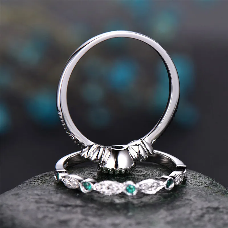 DODO Elegant Dark GreenRoyal Blue AAA Zircon Rings For Ladies Fashion 2 pcs Sets Rings For Women Banquet Jewelry Femme B2304 (5)