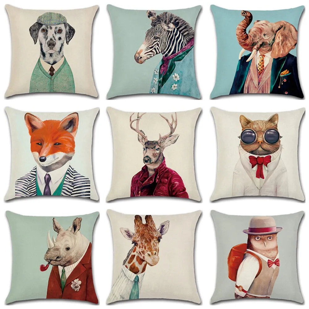 

New Animal Mr. Is Creative Linen Cushion Cover 45X45cm Pillow Case Home Decorative Pillows Cover For Sofa Car Cojines
