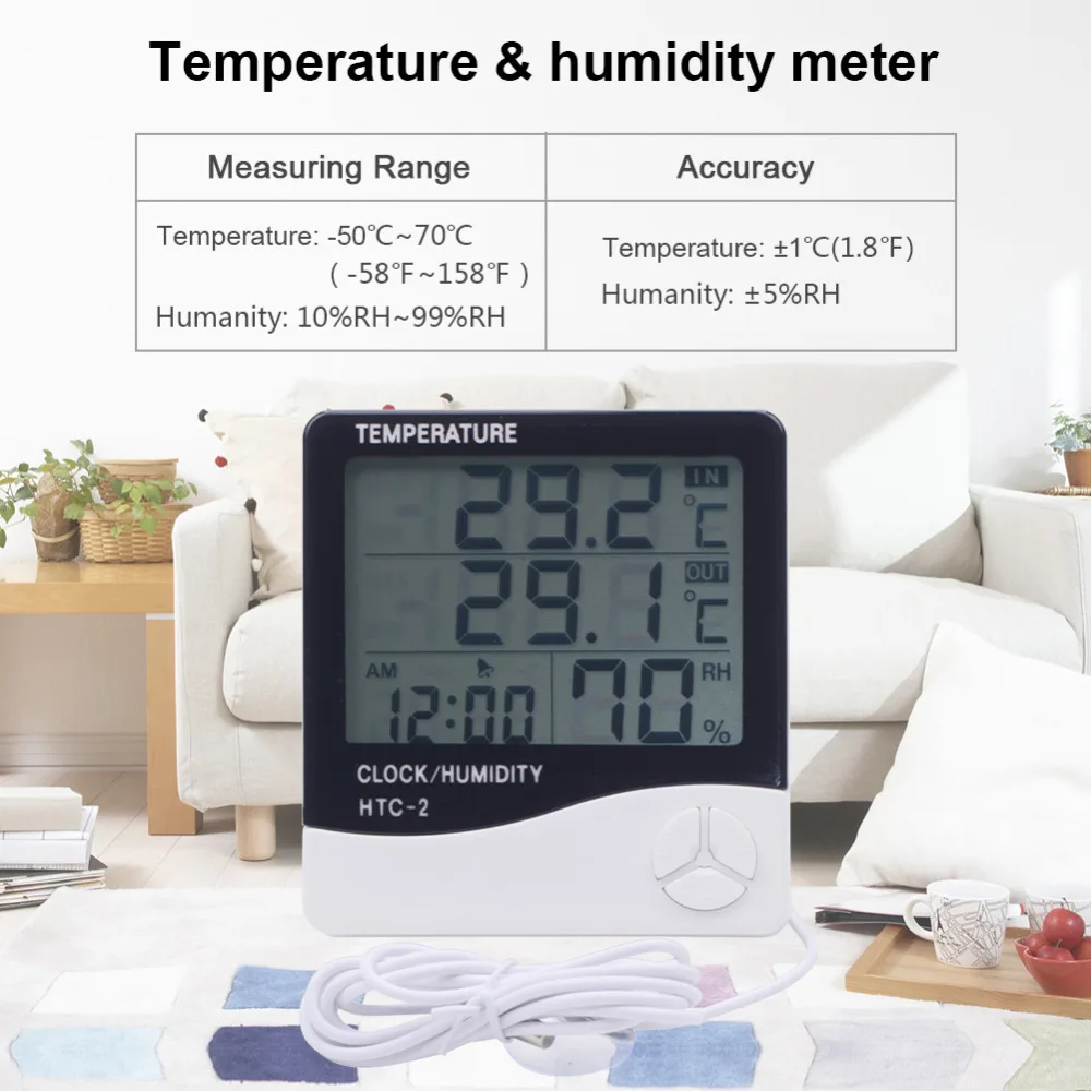 Hot HTC 2 Dual Temperature Hygrometer Portable Thermometer High