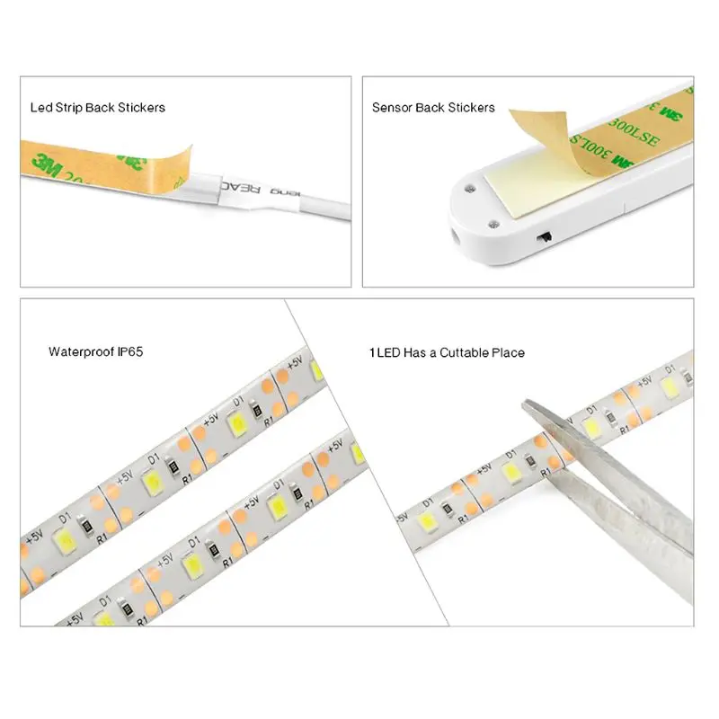 #cheap LED Light USB Lamp Strip Tape PIR Montion Sensor Flexible Waterproof Warm White 1m 2m 3m Cabinet Closet Wardrobe Stairs Hallway