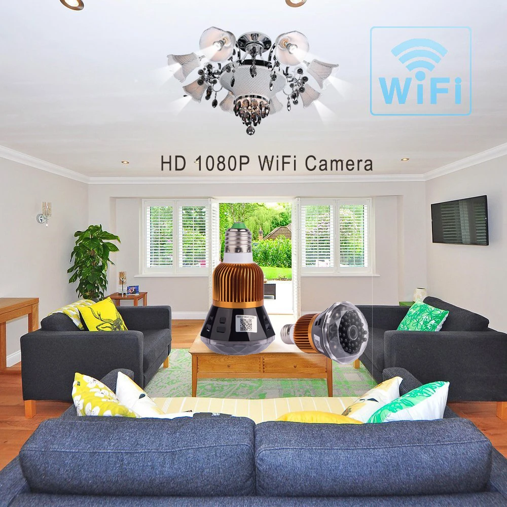 Золотой 1080P Full HD ламповый светильник IP камера WiFi Мини Сеть Беспроводная охранная CCTV лампа камера широкоугольная Лампа DVR Удаленный просмотр