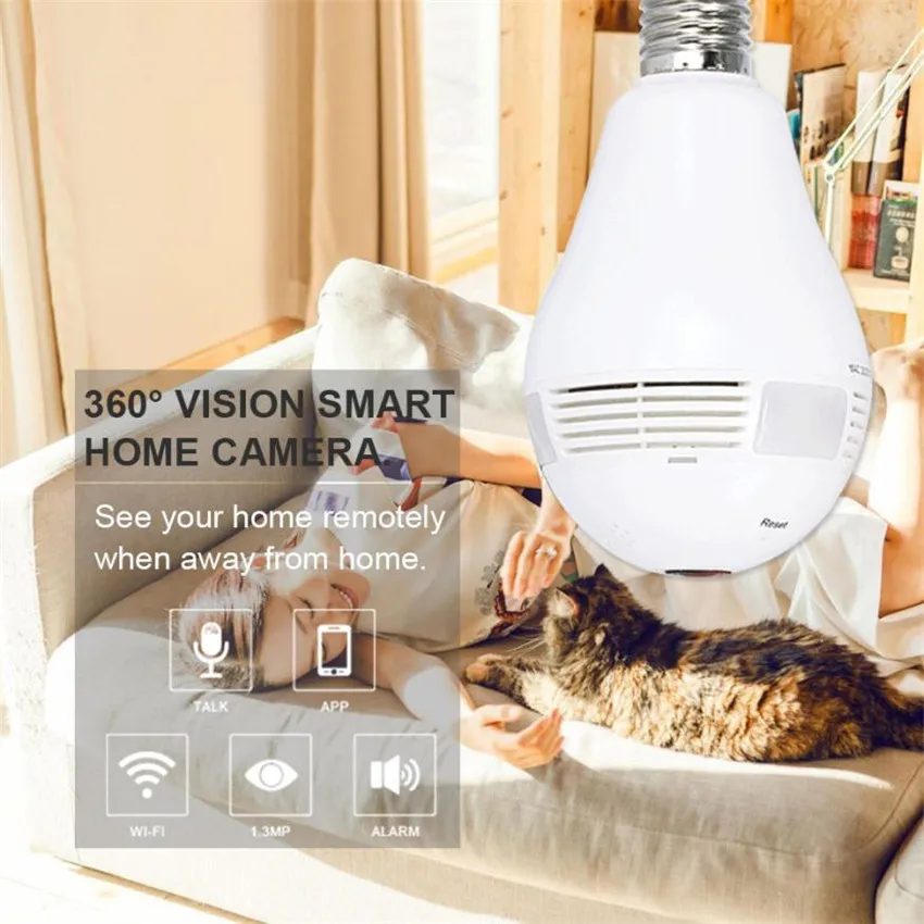 

Hiseeu Security Baby Monitor Bulb Light Wireless IP Camera 360 degree Wifi FishEye 960P Full View Endoscope Mini CCTV Camera