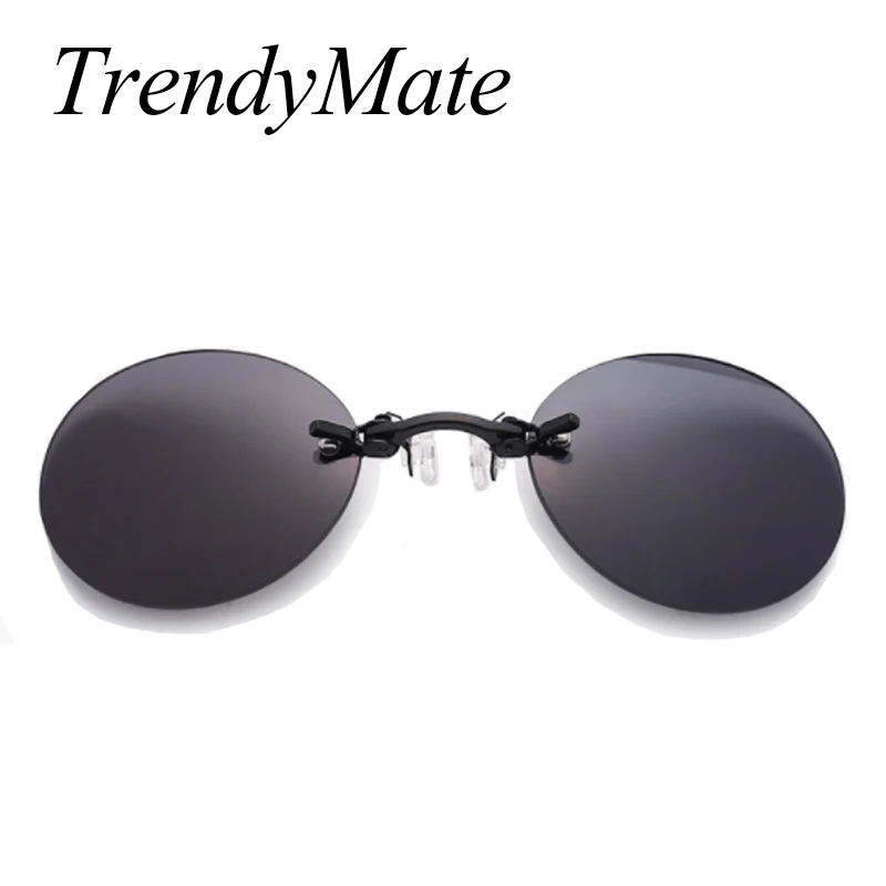 Brand Designer Retro Round Clip On Nose Glasses Men Movie Rimless Sunglasses Women Oculos Gafas De Sol 1181T | Аксессуары для