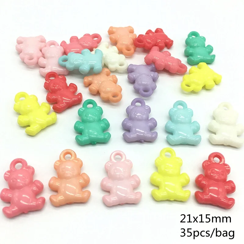 

Meideheng Multi spring color Hanging hole Little Bear DIY Craft Beads For Jewelry Making Pendant Needlework Accessories 35pcs