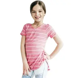 2018 Новое поступление Летняя Детская в полоску для девочек хлопковая футболка с короткими рукавами; Топы сорочка Pour гейрон Camisa Para Menino