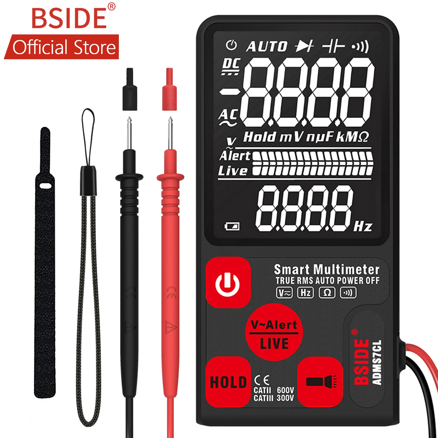 BSIDE ADMS7CL EBTN lcd 3," экран мультиметр True RMS Автоматический диапазон 6000 отсчетов Цифровой вольтметр с Ом Вольт Тест непрерывности