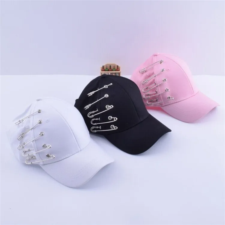 

2018 Personality Pin Baseball cap Kpop Women Men Curved Brim Plain Blank Snapback Cap Summder Fashion Trucker Hat