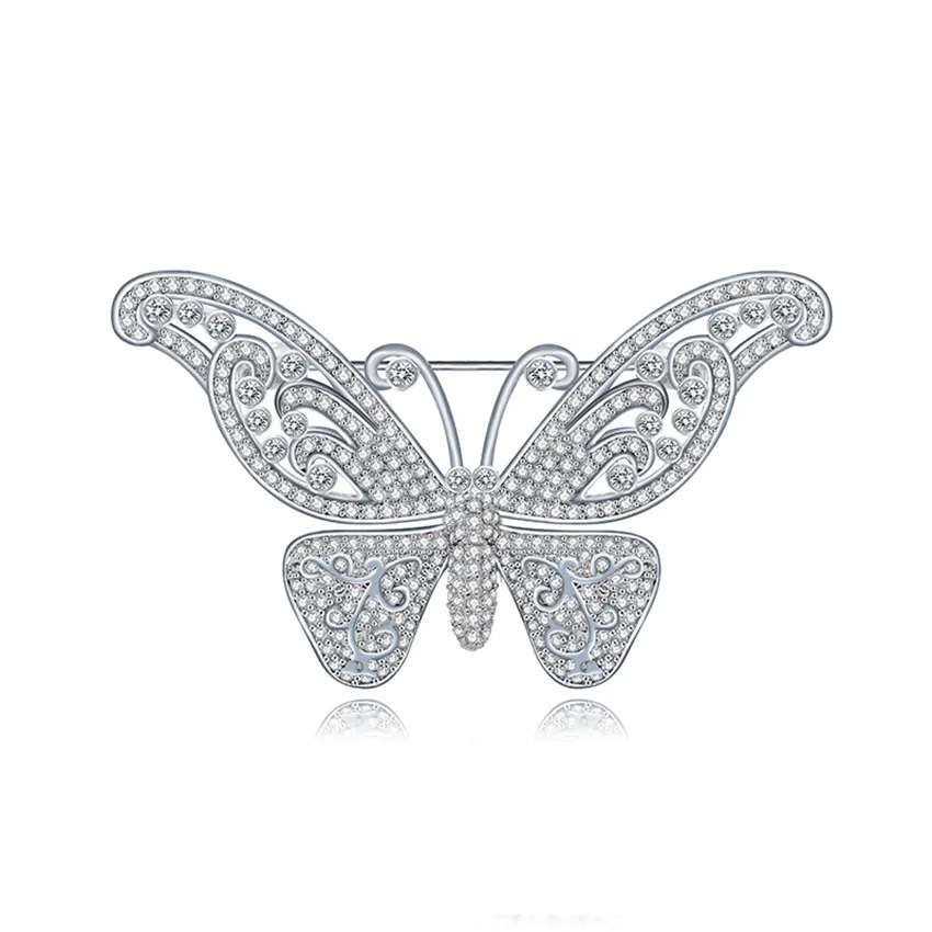 

Luxury Delicate Butterfly Women Brooch Paved Cubic Zircon Crystal Brooches Vintage Jewelry OL style wedding Party Accessories