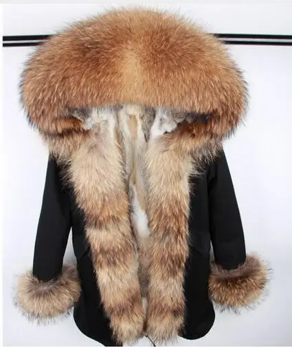 Парка из натурального меха, женская зимняя куртка, натуральный Лисий мех, пальто с капюшоном, натуральный мех кролика, подкладка, куртка для женщин, натуральный мех, пальто - Цвет: 19