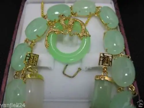 

Hot sell -@> Jewelry 001136 Beautiful Green jade Bracelet pendant Necklace earring Natural jewelry -Top quality free shipping