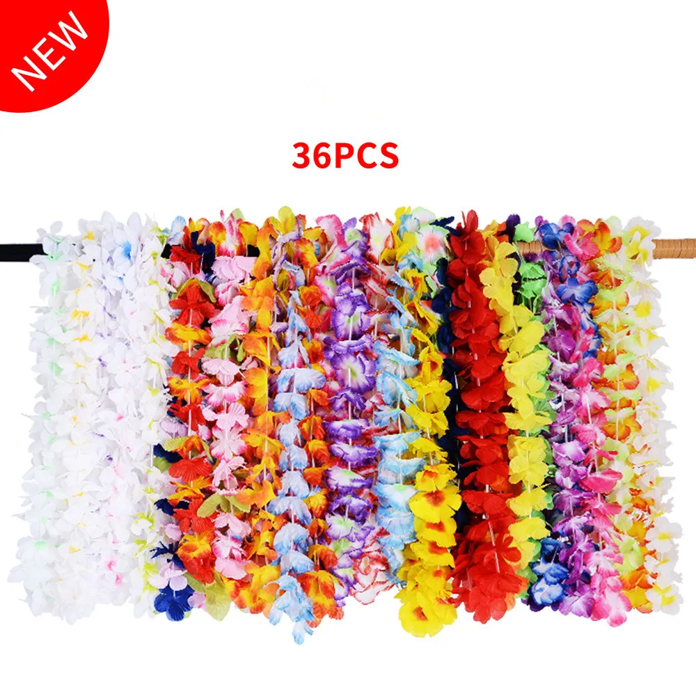 Chenflowers 36 PCS Hawaiian Artificial Flowers Leis Garland Necklace