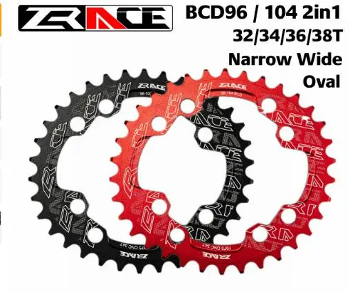 

ZRACE BCD104 and BCD96 universal, Oval Narrow Wide Chainring,7075 Aluminum alloy CNC process, Vickers-hardness 15+ for MTB