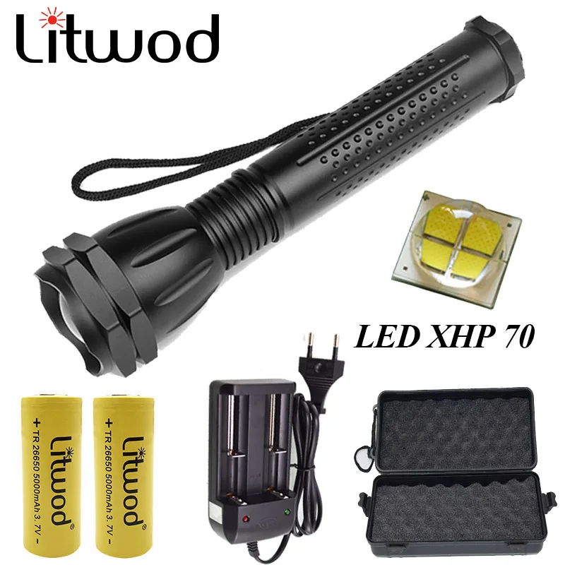 Litwod Z201293 XHP70 мощный 30000светодио дный LM светодиодный фонарик Фонарь Zoom водостойкий мощный свет тактический фонарь светодио дный для верховой