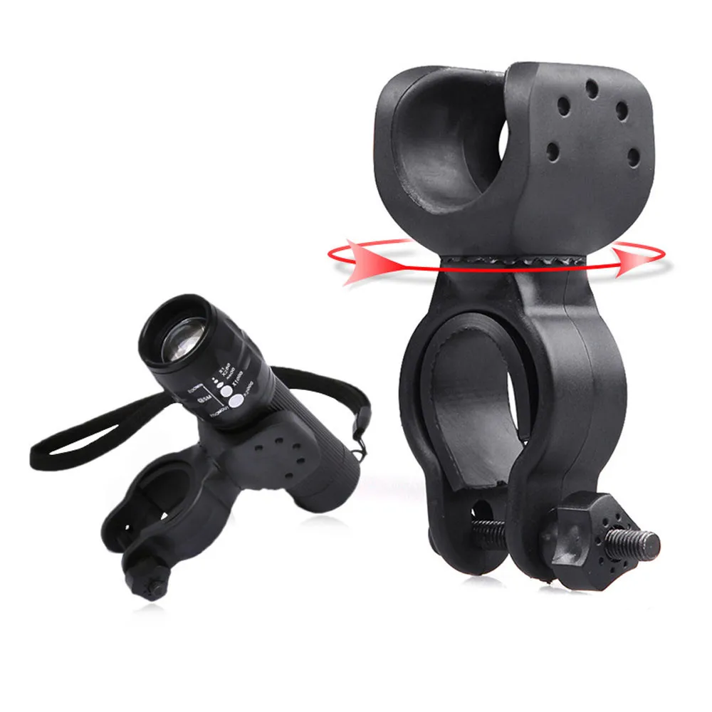 Cheap Outdoor Dynamic Black Torch Clip Mount Bicycle Front Light Bracket Flashlight Holder 360 Rotation Bike New Style only for you 1