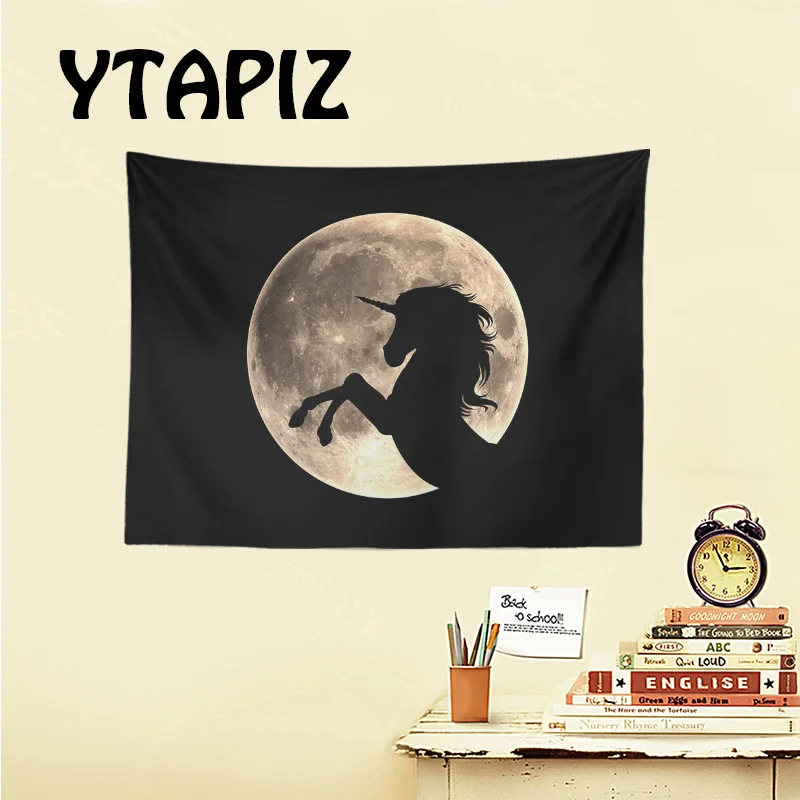 

Luxury Night Sky Moon Tapestry Unicorn Wolf Mermaid Wall Cloth Artist Residence Apartment Living Room Decoration Wall Hanging