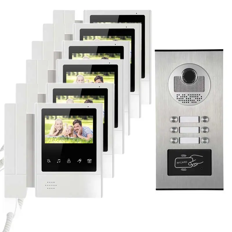 

Apartment Doorbell intercom 4.3" Video Door Phone RFID Intercom System HD Door Camera IR Infrared Clear Night Vision for 6 famli