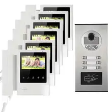 Apartment Doorbell intercom 4.3″ Video Door Phone RFID Intercom System HD Door Camera IR Infrared Clear Night Vision for 6 famli