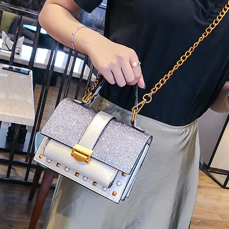 Women Handbag Fashion Sequin Female Exquisite Shoulder Bags Rainbow Rivet Crossbody Bag Messenger Bags Bolsos Mujer Tote SS7164 (25)