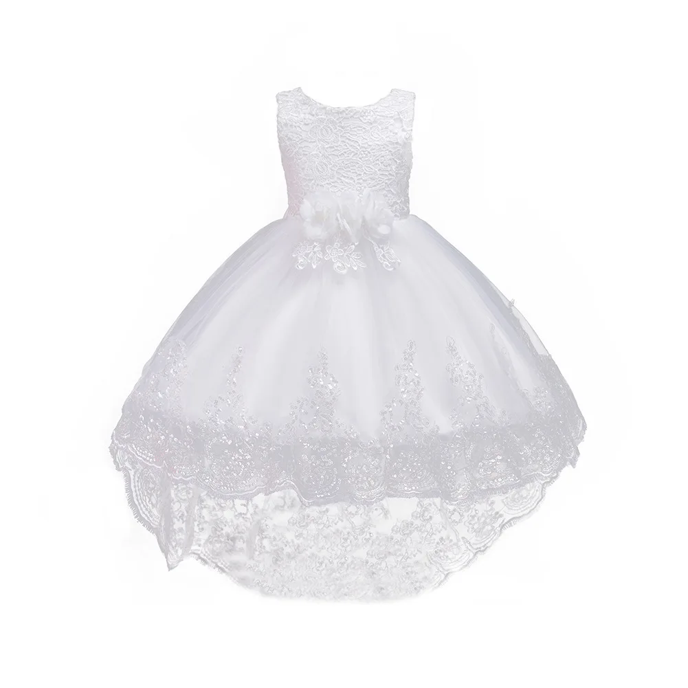 Flower Girl Dress Trailing Skirt Sleeveless Girls Mesh Sequins Embroidered Wedding Birthday Party 5 color Dress 3-10Y Shein