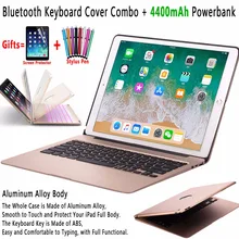 Тонкий с подсветкой алюминиевый сплав беспроводной Bluetooth клавиатура чехол для Apple iPad Pro 12,9 с Powerbank 4400mAh