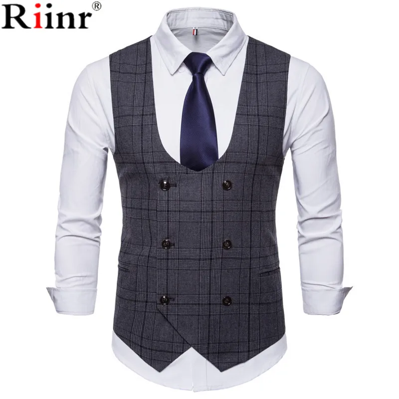 Riinr New Brand Men's Business Casual Vest High Quality Men's Clothing ...