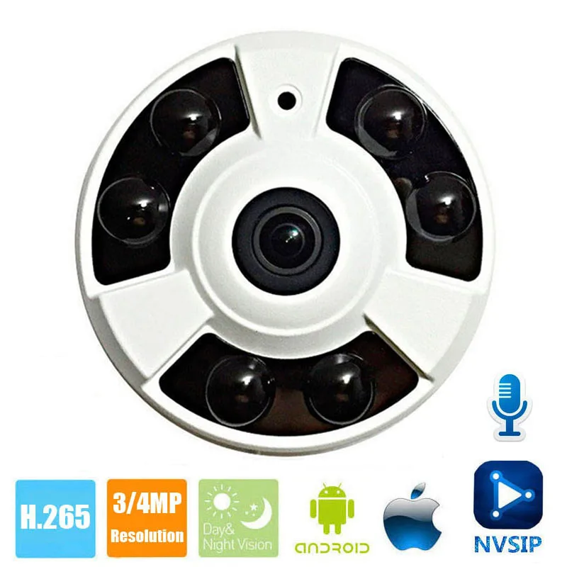 

HD 2MP IP Camera POE Onvif Fisheye Panorama 5MP Lens IR CUT Night Vision HD Security CCTV Camera 4MP 360 Degree View P2P NVSIP