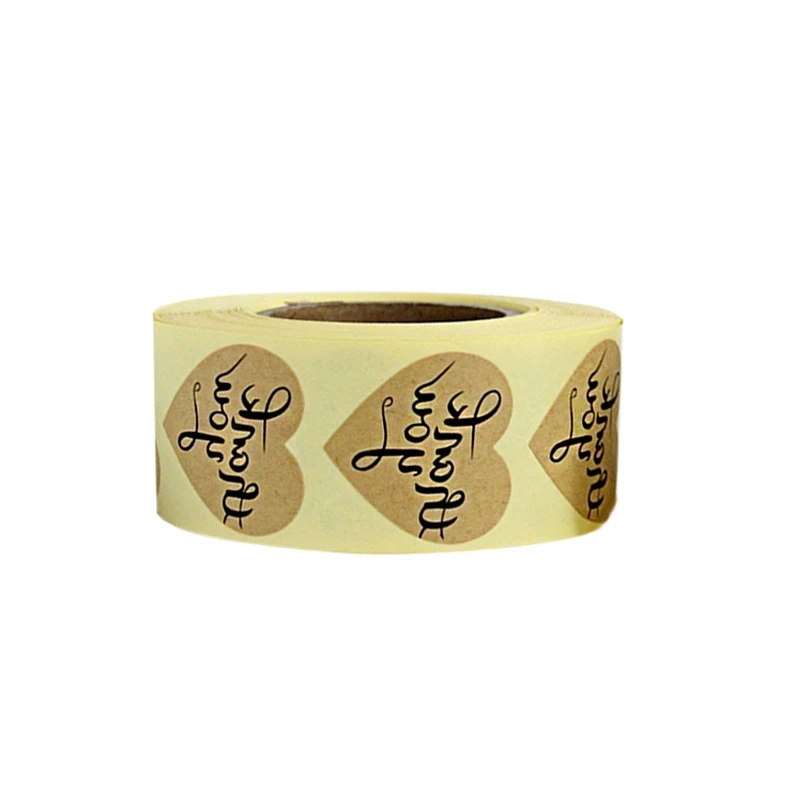 

Gold Thank You Stickers Label 500 Pcs Heart Shape & Round Adhesive Labels