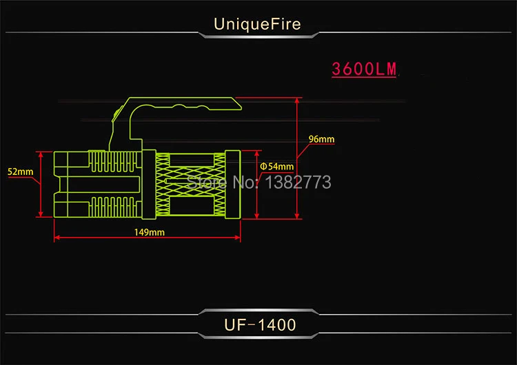 UniqueFire 4x CREE XM-L2 3600 люмен 5-режимы Портативный Кемпинг Охота 4x18650 светодиодный фонарик факел С Мощность индикатор