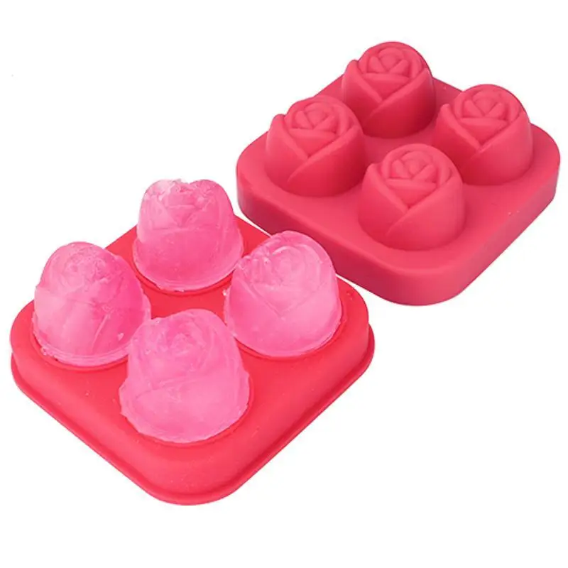 DIY Silicone Ice Cube Mold Rose Shape Silicone Ice Mold Tray Bar