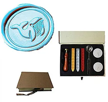 

YGHM Vintage Big Whale Custom Picture Logo Wedding Invitation Wax Seal Sealing Stamp Sticks Spoon Gift Box Set Kit
