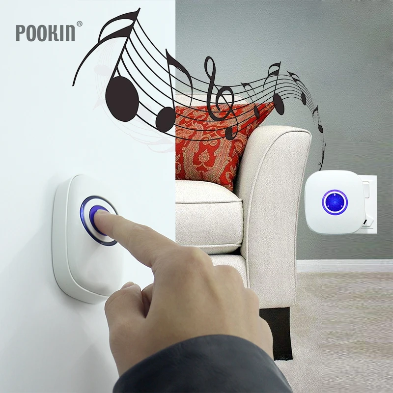 

Waterproof Wireless Doorbell Long Remote Control Digital Doorbells 38 Ring Doorbell EU/US Plug-in Home Smart Alarm Door Ring