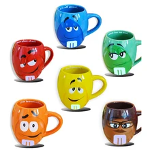 Neue ankunft Nette Cartoon MM Schokolade Bohnen Glaskeramikbecher Ausdruck Tasse Tee Kaffeetasse