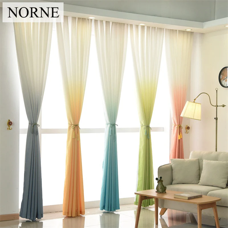 Современные оконные шторы NORNE, затемняющие шторы градиентного цвета для спальни, гостиной, кухни, двери, жалюзи, занавески