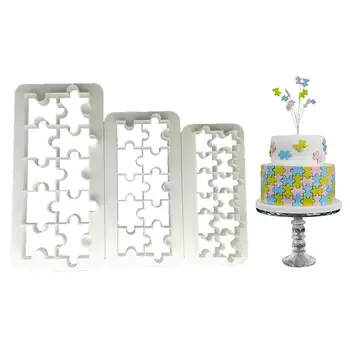 

3PCS Puzzle Shape Geometrical Shape Fondant Print Mold Biscuit Mold Cupcake Stand
