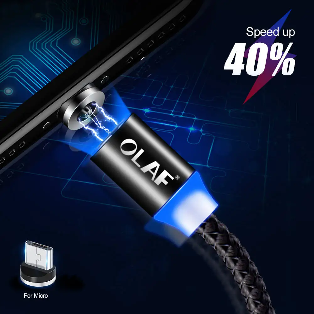 Олаф Магнитный Кабель нейлон Быстрая зарядка Магнитный Micro USB кабель для samsung Xiaomi Huawei HTC LG Microusb кабель мобильного телефона