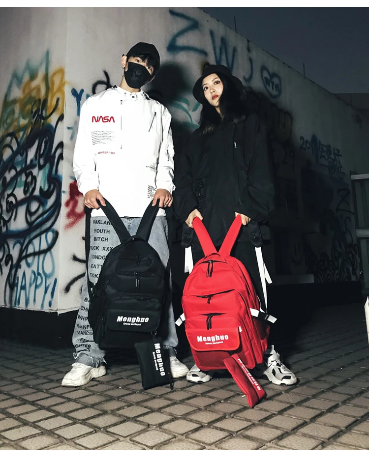 Menghuo 2PCS Mesh Pocket Backpack Purse Set New Girls Big Capacity School Bag Letters Travel Bag Men Rucksacks Mochilas Escolar_30_05